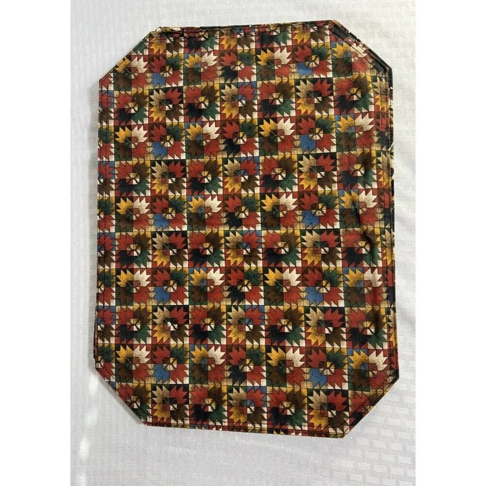Fall Autumn Blue Cloth Placements Sunflower Scarecrow Reversible 16 x12 Set of 4